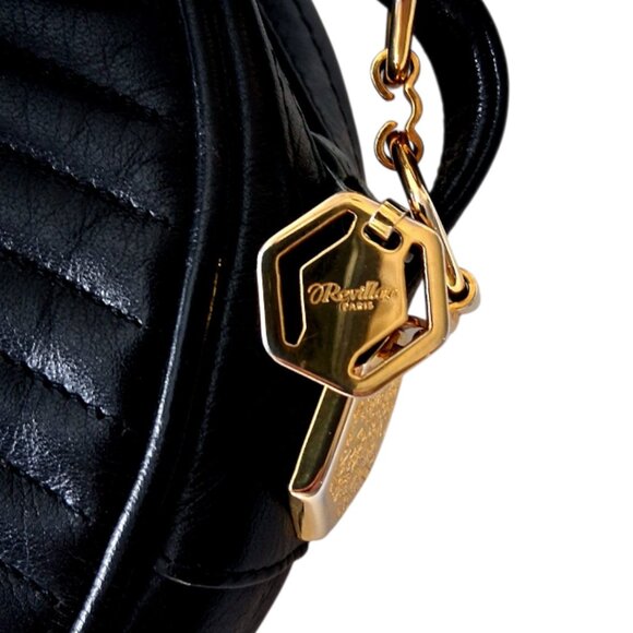 RARE Vintage Revillon French Oval Quilted Leather Antique 80s Handbag - Picture 6 of 10